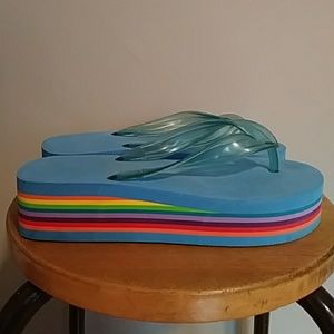 Vintage Rainbow Platform Flip Flops 8